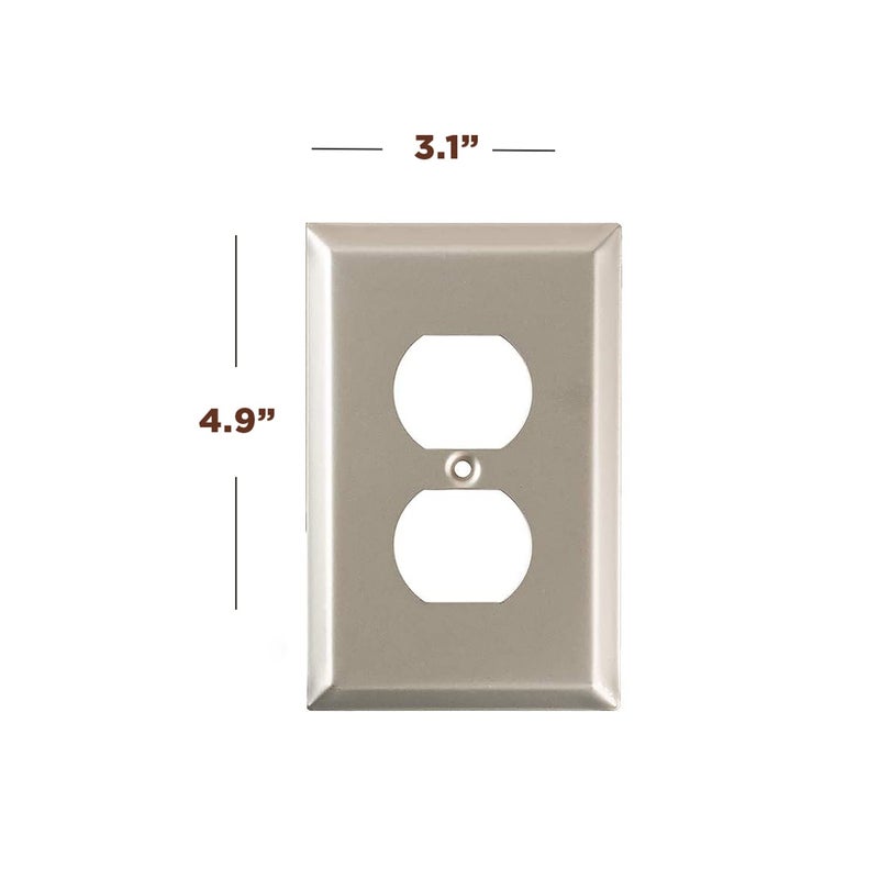 SLEEKLIGHTING Brushed Nickel Outlet Covers and Switch Plates-Decorative Wall Plate Light Switch Cover Flat -Variety of Styles: Decorator/Duplex/Toggle / & Combo-Size: 1 Gang Duplex (4Pack) - Image 2